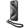 BMW Signature Leather Wordmark Cord Hard Case, skirta iPhone 15 Plus / 14 Plus 6,7 inch - Juoda
