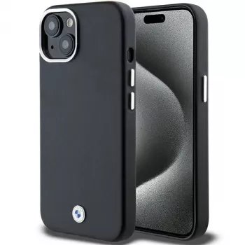 BMW Signature Wrapped Metal MagSafe Dėklas, skirtas iPhone 15 / 14 / 13 6,1 inch juodas