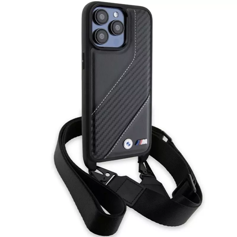 BMW BMHCP15L23PSCCK iPhone 15 Pro 6.1 Black Hardcase M Edition Carbon Stripe & Strap