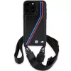BMW M Edition Carbon Tricolor Lines Hard Case with Strap for Apple iPhone 15 Pro Max 6,7 inch Black