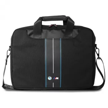BMW Laptop Bag 16 inch Black Nylon Blue Stripe