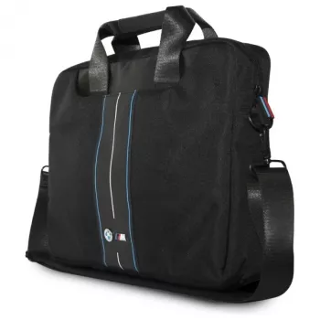 BMW Laptop Bag 16 inch Black Nylon Blue Stripe