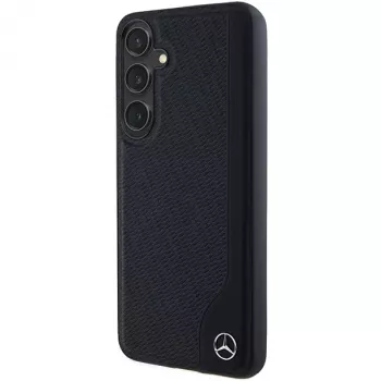Mercedes-Benz Debossed Line Leather MagSafe Hard Case, skirta Samsung Galaxy S24+ (SM-S926) - Juoda