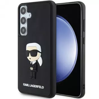 Karl Lagerfeld KLHCS24S3DRKINK S24 S921 Black Hardcase 3D Rubber Ikonik, skirtas Samsung Galaxy S24
