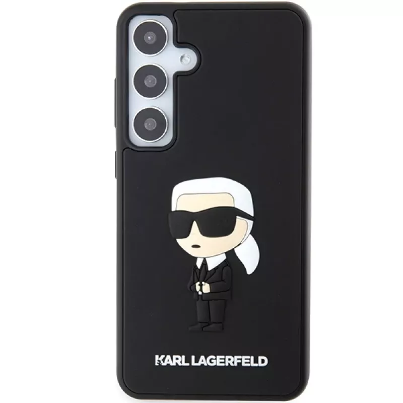 Karl Lagerfeld KLHCS24S3DRKINK S24 S921 Black Hardcase 3D Rubber Ikonik, skirtas Samsung Galaxy S24