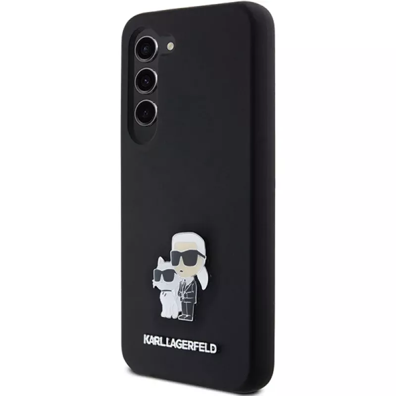 Karl Lagerfeld KLHCS23SSMHKCNPK S23 S911 Hardcase Black Silicone Karl & Choupette Metal Pin