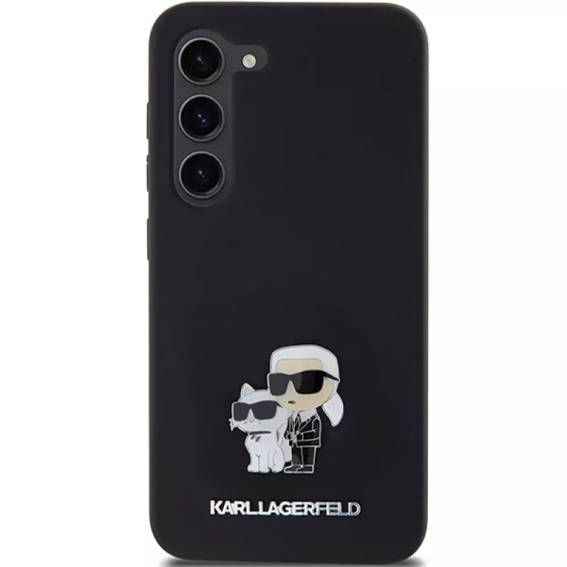 Karl Lagerfeld KLHCS23SSMHKCNPK S23 S911 Hardcase Black Silicone Karl & Choupette Metal Pin