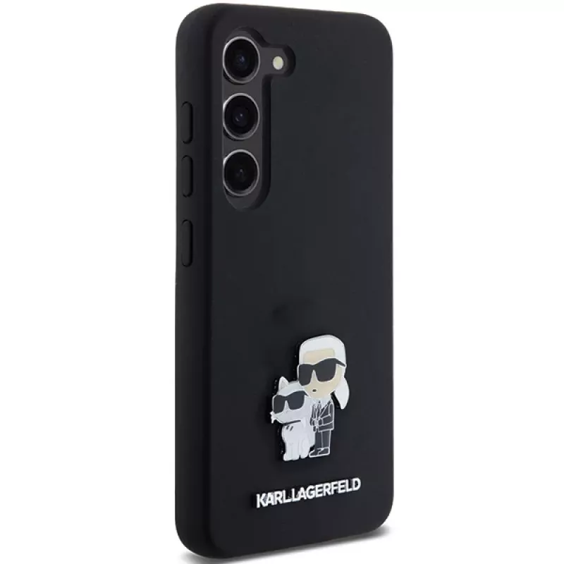 Karl Lagerfeld KLHCS23SSMHKCNPK S23 S911 Hardcase Black Silicone Karl & Choupette Metal Pin