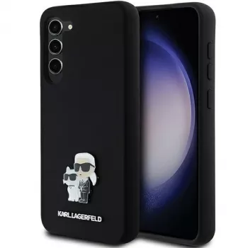 Karl Lagerfeld KLHCS23MSMHKCNPK Dėklas Samsung Galaxy S23+ S916, Silikonas, Juodas, Karl & Choupette metalinis smeigtukas