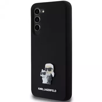 Karl Lagerfeld KLHCS23MSMHKCNPK Dėklas Samsung Galaxy S23+ S916, Silikonas, Juodas, Karl & Choupette metalinis smeigtukas