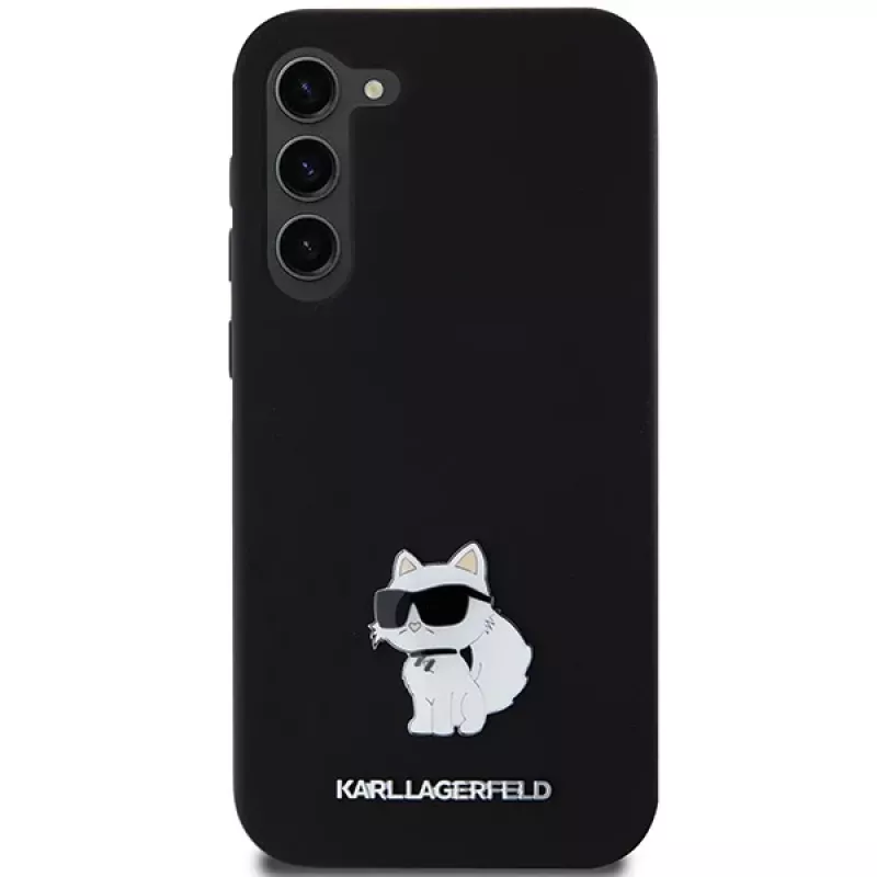 Karl Lagerfeld KLHCS23MSMHCNPK S23+ S916 Black Hardcase Silicone Choupette Metal Pin