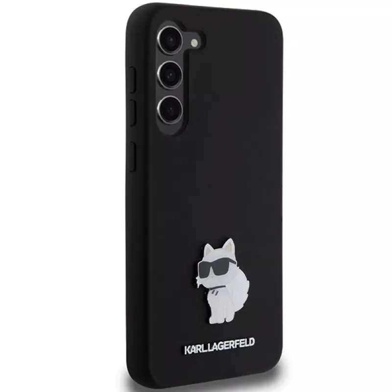 Karl Lagerfeld KLHCS23MSMHCNPK S23+ S916 Black Hardcase Silicone Choupette Metal Pin