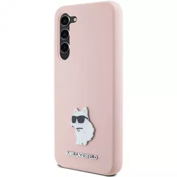 Karl Lagerfeld KLHCS23MSMHCNPP Silicone Case for Samsung Galaxy S23+ with Choupette Metal Pin - Pink