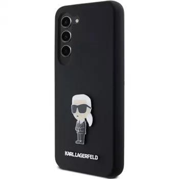 Karl Lagerfeld KLHCS23MSMHKNPK Silikoninis Ikonik Metal Pin dėklas, skirtas Samsung Galaxy S23+, juodas