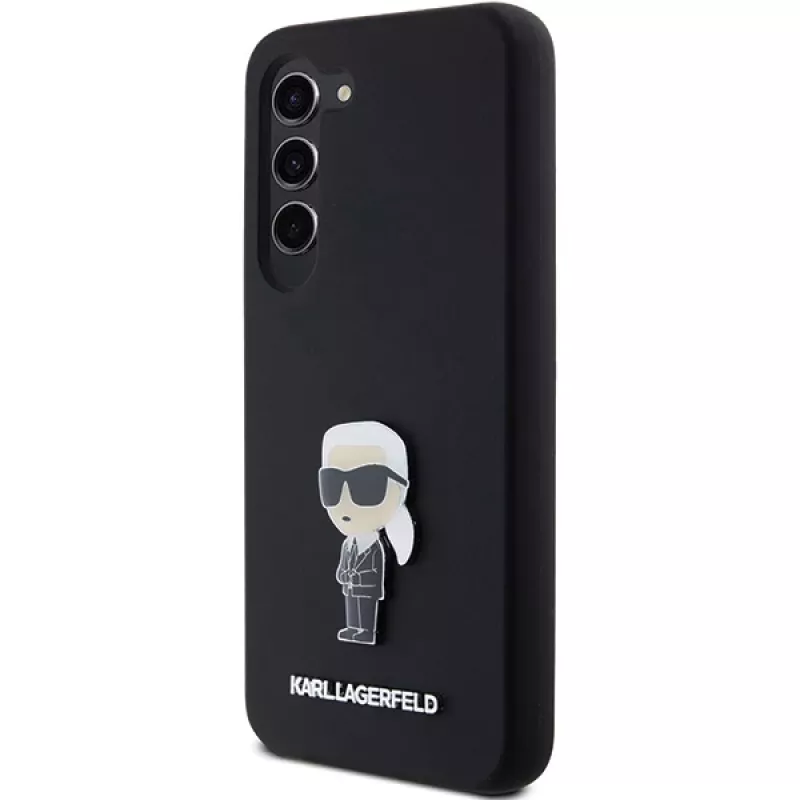Karl Lagerfeld KLHCS23MSMHKNPK Silikoninis Ikonik Metal Pin dėklas, skirtas Samsung Galaxy S23+, juodas