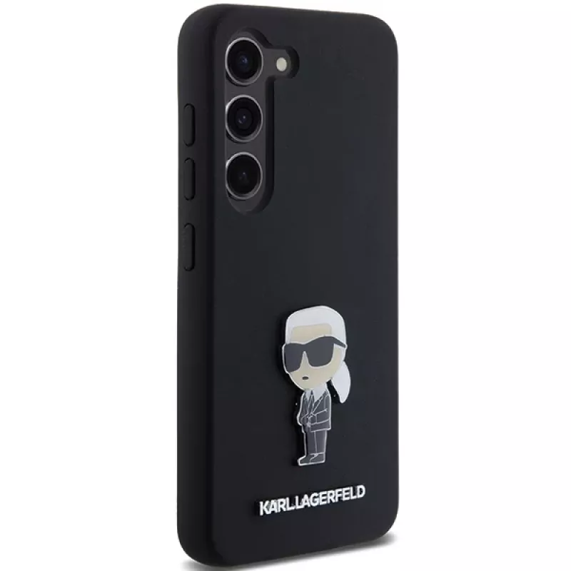 Karl Lagerfeld KLHCS23MSMHKNPK Silikoninis Ikonik Metal Pin dėklas, skirtas Samsung Galaxy S23+, juodas