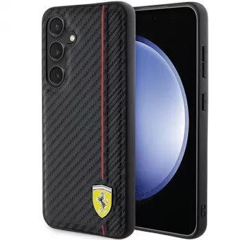 Ferrari FEHCS24SN3DUR S24 S921 Black Hardcase Carbon Printed Line, Samsung Galaxy S24 dėklas