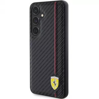 Ferrari FEHCS24SN3DUR S24 S921 Black Hardcase Carbon Printed Line, Samsung Galaxy S24 dėklas