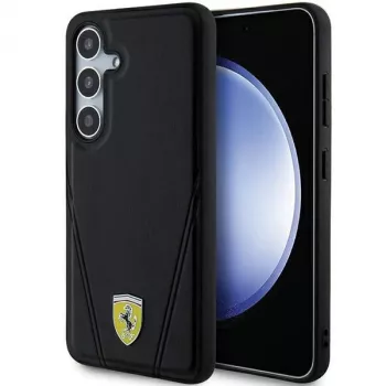 Ferrari FEHMS24MP3BAK Hot Stamp V Lines MagSafe Hard Case, Samsung Galaxy S24+, juoda
