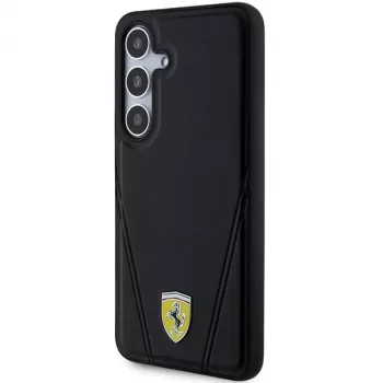Ferrari FEHMS24MP3BAK Hot Stamp V Lines MagSafe Hard Case, Samsung Galaxy S24+, juoda