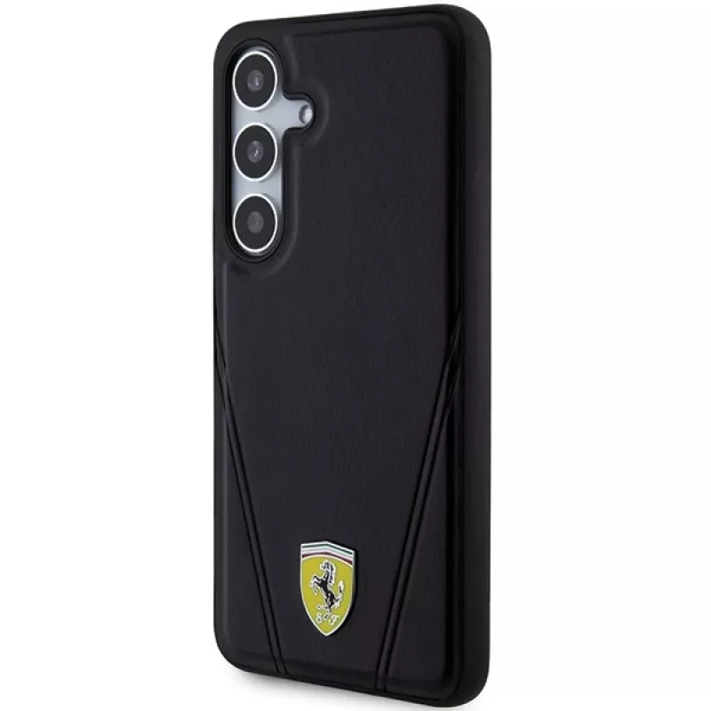 Ferrari FEHMS24MP3BAK Hot Stamp V Lines MagSafe Hard Case, Samsung Galaxy S24+, juoda