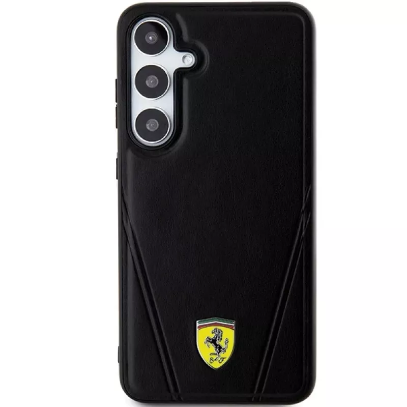 Ferrari FEHMS24MP3BAK Hot Stamp V Lines MagSafe Hard Case, Samsung Galaxy S24+, juoda
