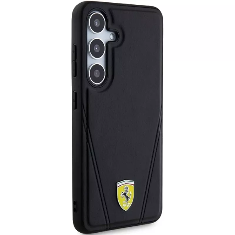 Ferrari FEHMS24MP3BAK Hot Stamp V Lines MagSafe Hard Case, Samsung Galaxy S24+, juoda