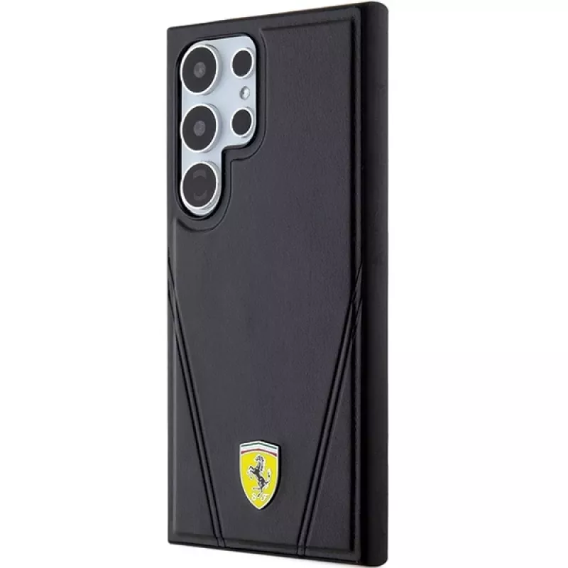 Ferrari FEHMS24LP3BAK Hardcase, Samsung Galaxy S24 Ultra, juoda, Hot Stamp V Lines, MagSafe