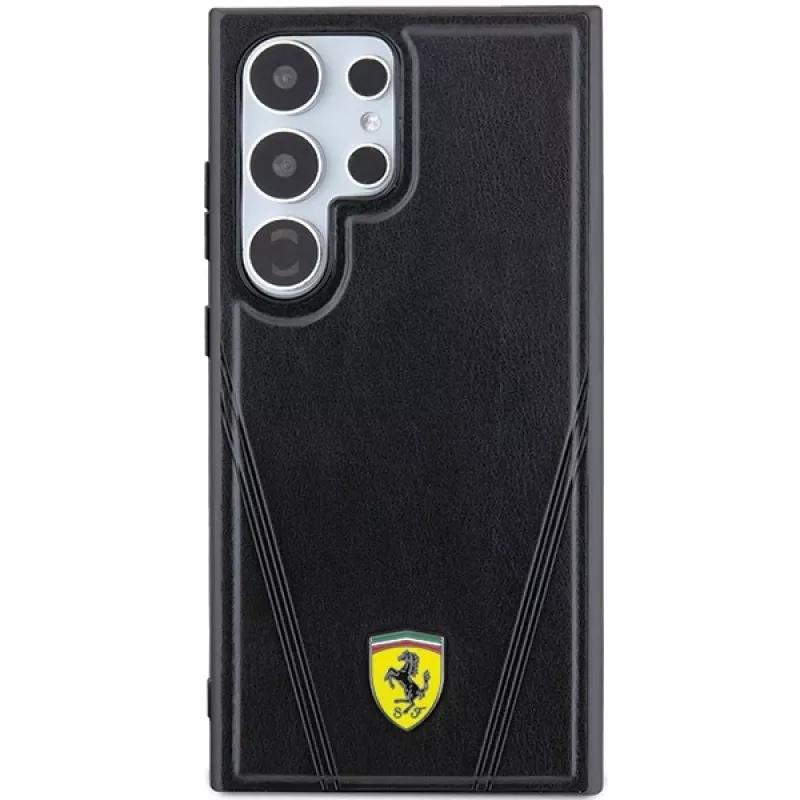 Ferrari FEHMS24LP3BAK Hardcase, Samsung Galaxy S24 Ultra, juoda, Hot Stamp V Lines, MagSafe