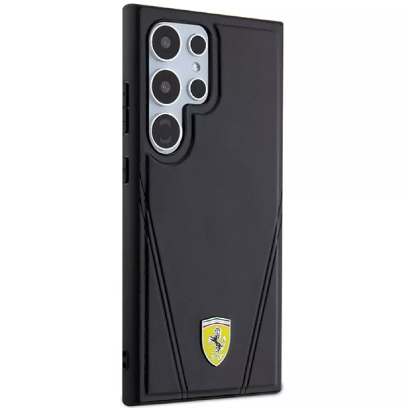 Ferrari FEHMS24LP3BAK Hardcase, Samsung Galaxy S24 Ultra, juoda, Hot Stamp V Lines, MagSafe