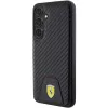 Ferrari FEHCS24MN3PUK Kietasis dėklas, skirtas Samsung Galaxy S24+ (SM-S926) – anglies pluošto raštas, susiūtas dugnas, juoda spalva