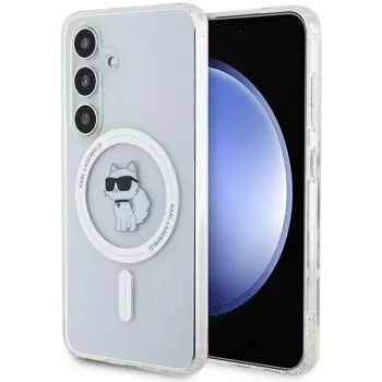 Karl Lagerfeld KLHMS24SHFCCNOT Kietas Dėklas Samsung Galaxy S24, Skaidrus, MagSafe, Choupette Dizainas