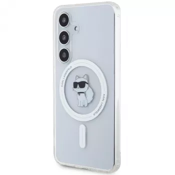 Karl Lagerfeld KLHMS24SHFCCNOT Kietas Dėklas Samsung Galaxy S24, Skaidrus, MagSafe, Choupette Dizainas