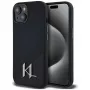 KARL LAGERFELD Silicone Shadow Metal Initial MagSafe dėklas, skirtas iPhone 15, juodos spalvos