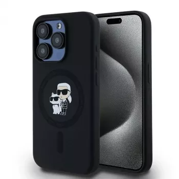 Karl Lagerfeld KLHMP15LSCMKCRHK iPhone 15 Pro 6.1 Juodas Silikoninis Hardcase Karl & Choupette MagSafe