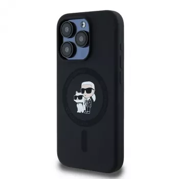 Karl Lagerfeld KLHMP15LSCMKCRHK iPhone 15 Pro 6.1 Juodas Silikoninis Hardcase Karl & Choupette MagSafe