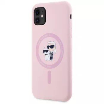 KARL LAGERFELD Silicone Karl&Choupette MagSafe Case for iPhone 11 Pink