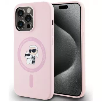 KARL LAGERFELD Silicone Karl&Choupette MagSafe Case for iPhone 14 Pro Max Pink