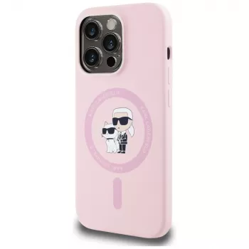 KARL LAGERFELD Silicone Karl&Choupette MagSafe Case for iPhone 14 Pro Max Pink