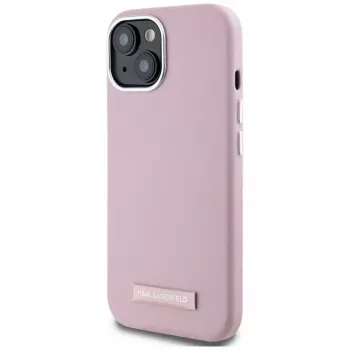 KARL LAGERFELD FW Metal Plate MagSafe Back Cover, skirta Apple iPhone 15, rožinė