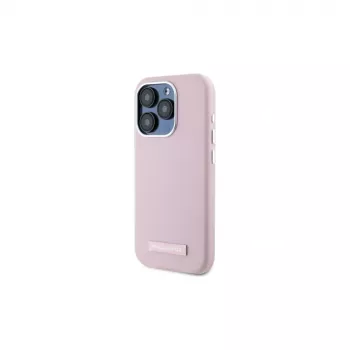 Karl Lagerfeld KLHMP15LPGMSRPP iPhone 15 Pro 6,1 inch rožinis kietasis dėklas su metaline plokštele MagSafe