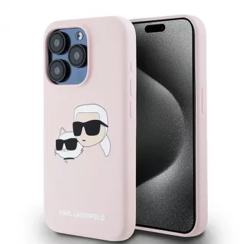Karl Lagerfeld KLHMP15LSKCHPPLP iPhone 15 Pro 6,1 inch Pink Hardcase Silicone Karl & Choupette MagSafe