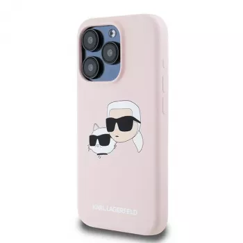 Karl Lagerfeld KLHMP15LSKCHPPLP iPhone 15 Pro 6,1 inch Pink Hardcase Silicone Karl & Choupette MagSafe