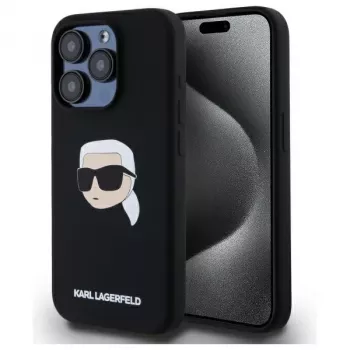Karl Lagerfeld KLHMP15LSKHPPLK iPhone 15 Pro 6.1 Black Hardcase Silicone Karl Head Print MagSafe