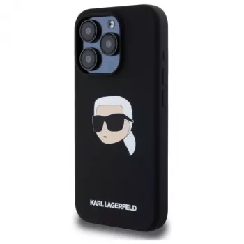 Karl Lagerfeld KLHMP15LSKHPPLK iPhone 15 Pro 6.1 Black Hardcase Silicone Karl Head Print MagSafe