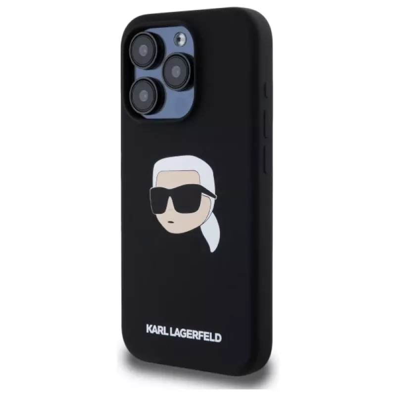 Karl Lagerfeld KLHMP15LSKHPPLK iPhone 15 Pro 6.1 Black Hardcase Silicone Karl Head Print MagSafe