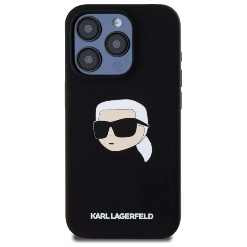 Karl Lagerfeld KLHMP15LSKHPPLK iPhone 15 Pro 6.1 Black Hardcase Silicone Karl Head Print MagSafe