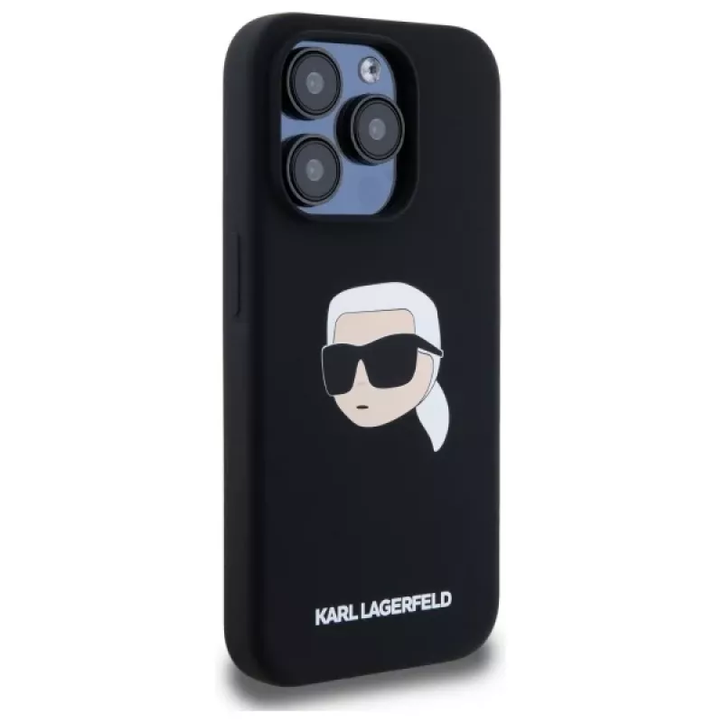 Karl Lagerfeld KLHMP15LSKHPPLK iPhone 15 Pro 6.1 Black Hardcase Silicone Karl Head Print MagSafe