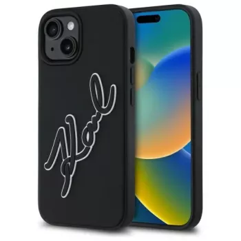 Karl Lagerfeld KLHCP15S3DRKSDLK iPhone 15 6,1 inch Black Hardcase 3D Rubber Signature