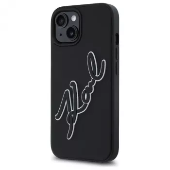 Karl Lagerfeld KLHCP15S3DRKSDLK iPhone 15 6,1 inch Black Hardcase 3D Rubber Signature